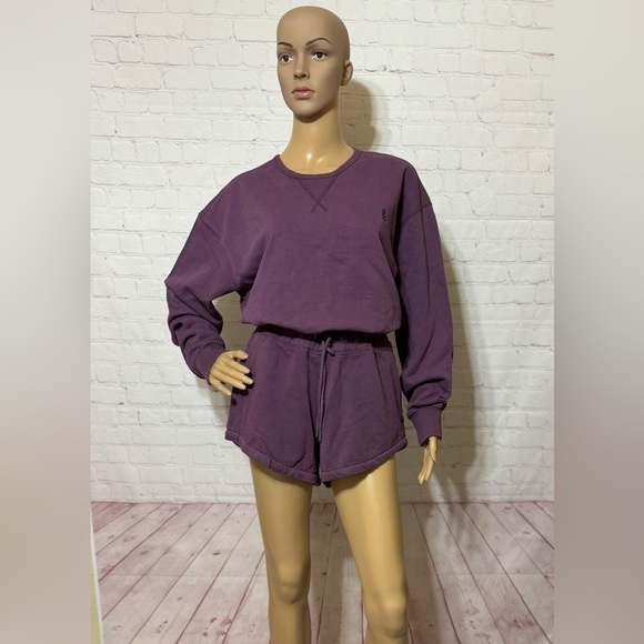 FREE PEOPLE “Best of Romper” women’s Shortsie jumpsuit Long sleeves Purple nwt - Picture 4 of 16